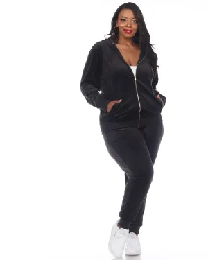 2 Piece Velour Track Suit | Black