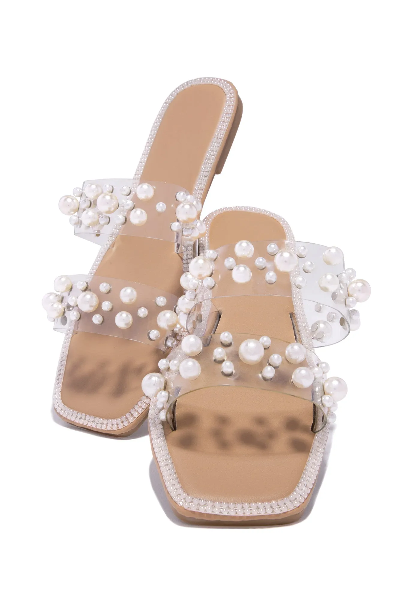 Audrey Slip On Faux Pearl Sandals - Pearl