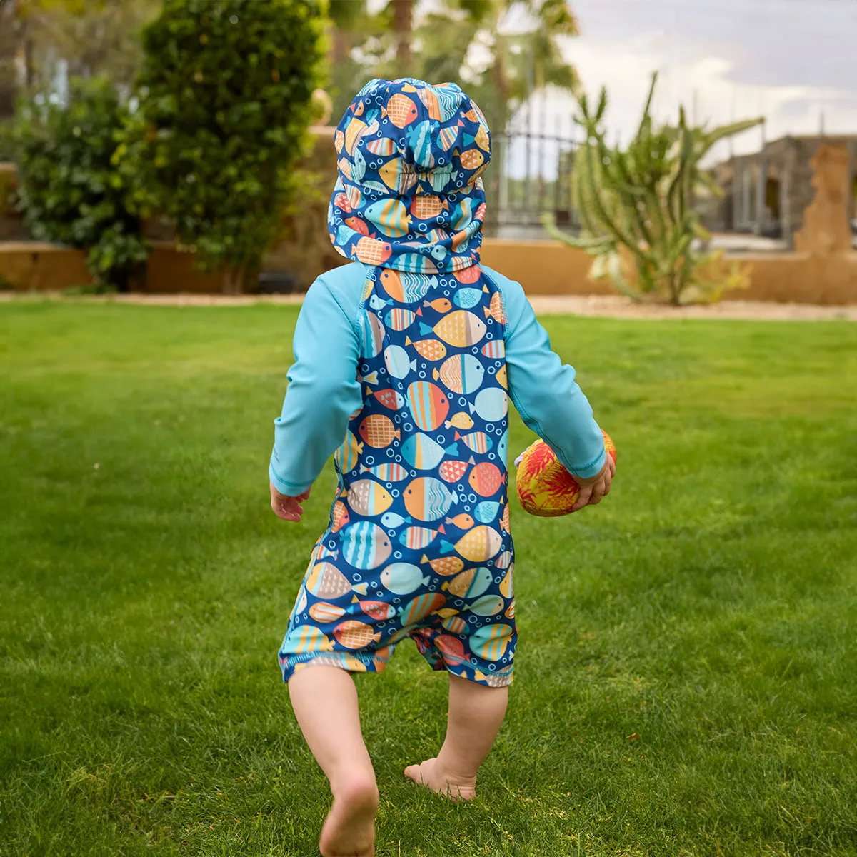 Baby Boy's Long Sleeve Swim Romper