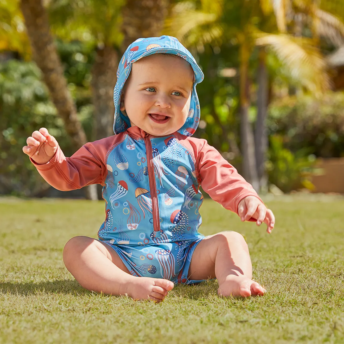 Baby Boy's Long Sleeve Swim Romper