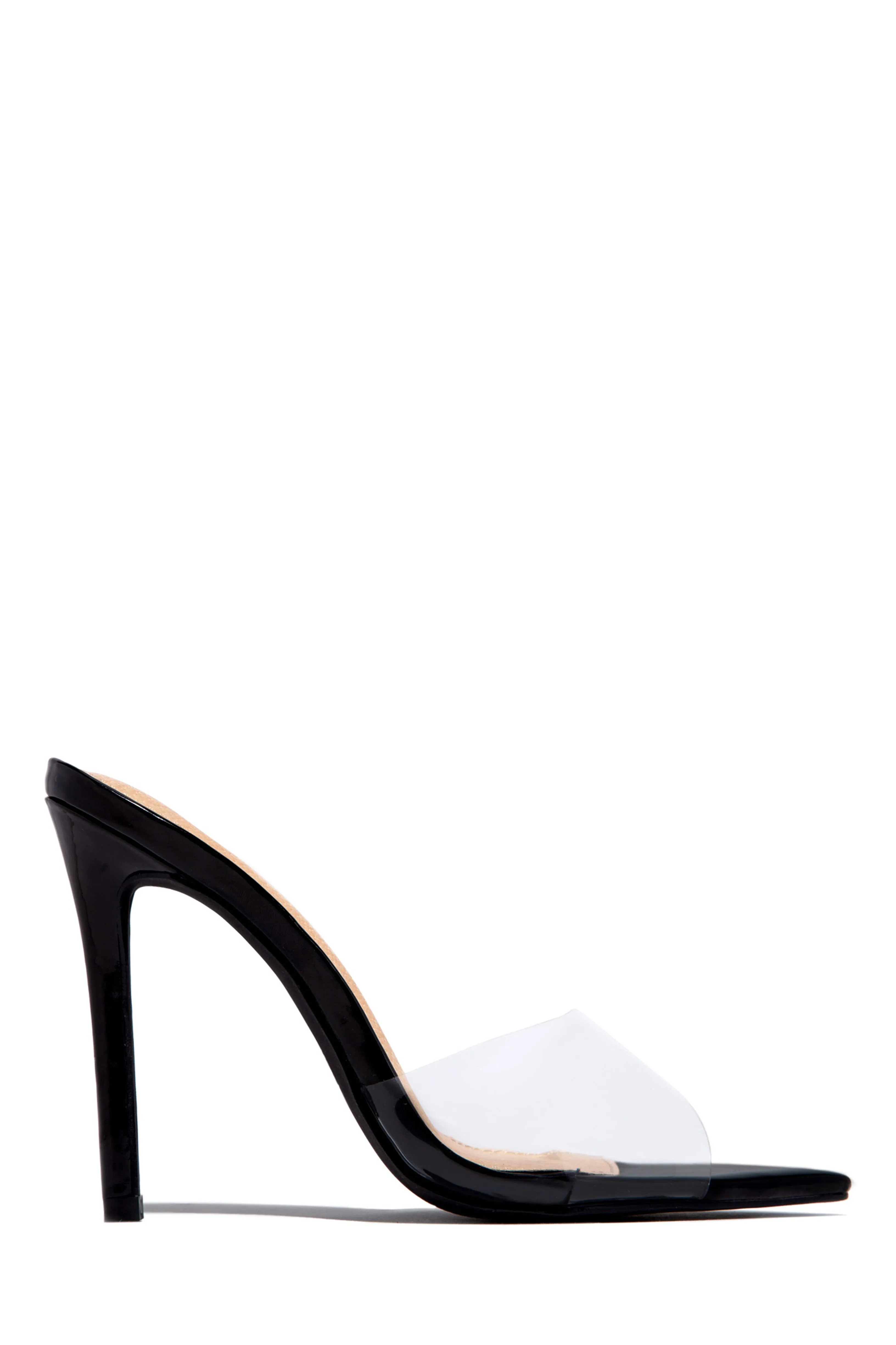 Beauty Blogger Clear Strap Heel Mules - Black