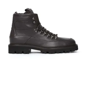 Stylish Dark Brown Leather Boots by BOSS - Julyo Collection