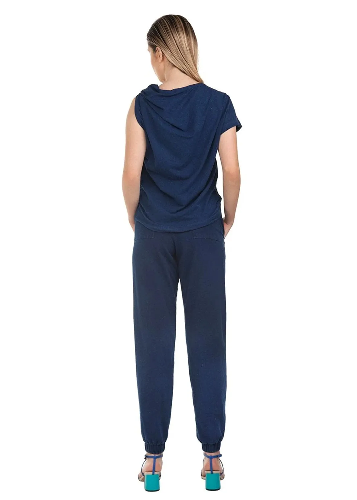 Calça Jogging em Malha Denim