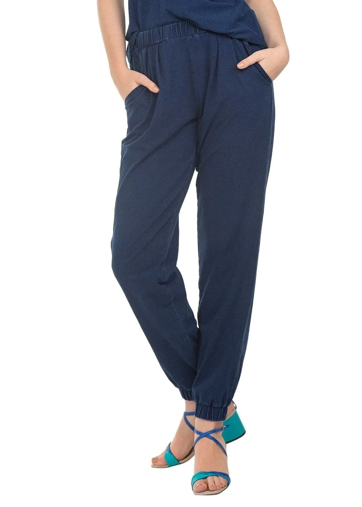 Calça Jogging em Malha Denim