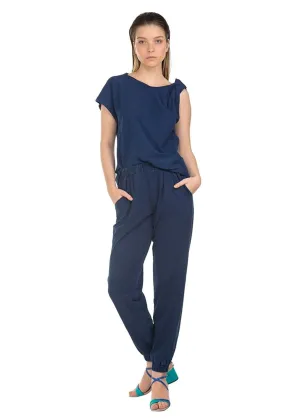 Calça Jogging em Malha Denim