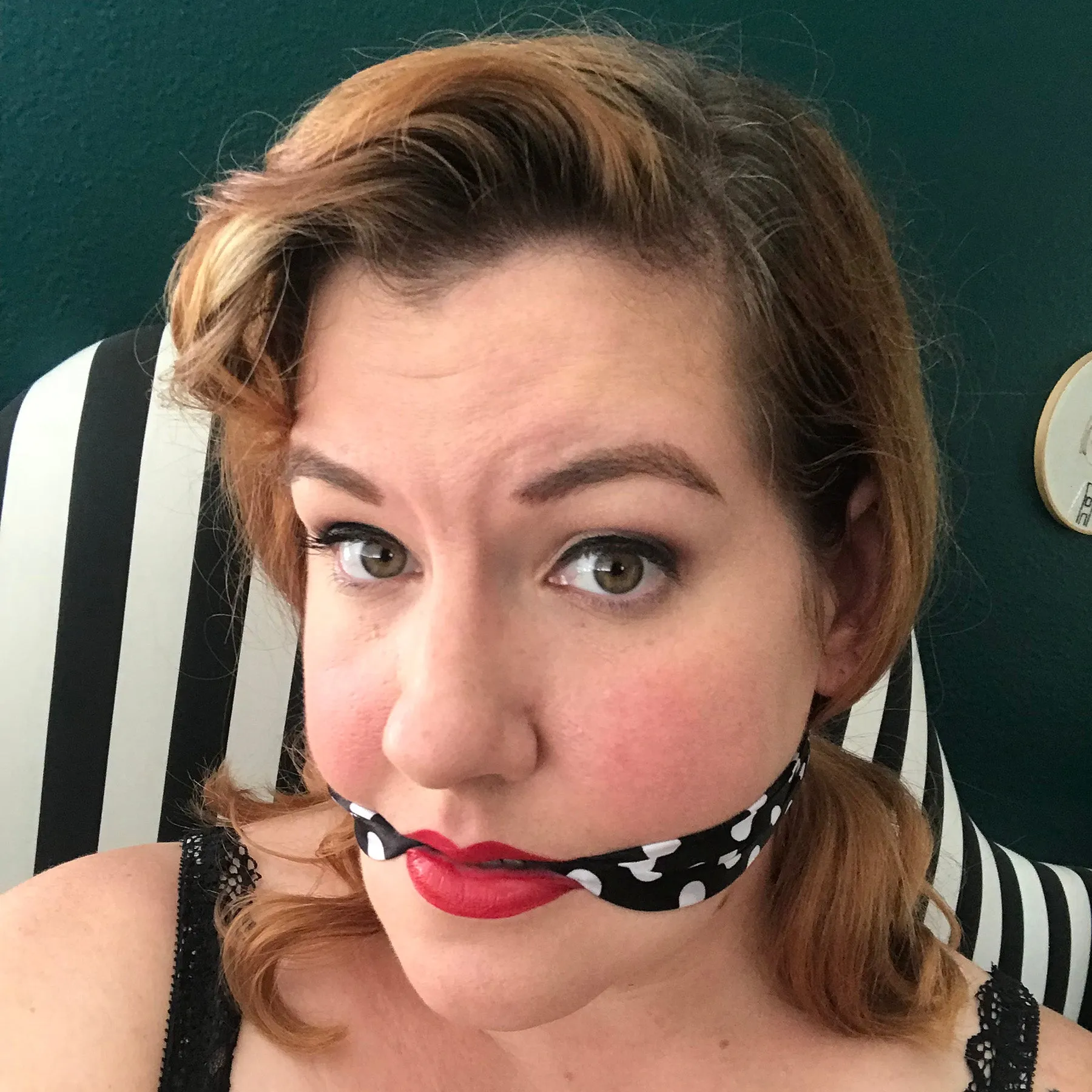 Polka Dot Bondage Scarf with Cleave Gag Feature