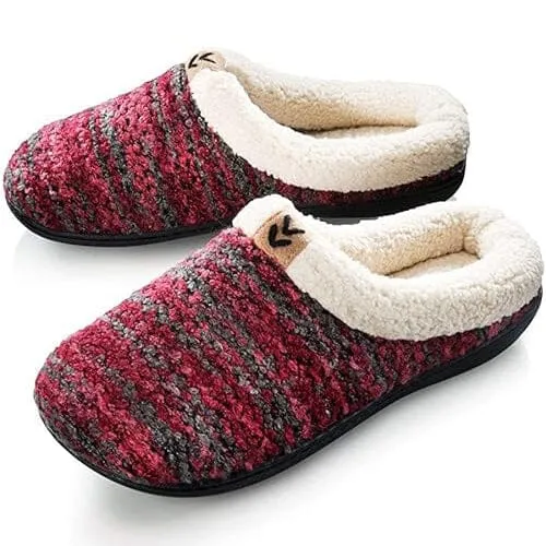 Roxoni Womens Knitted Fleece Lined Clog Slippers Warm House Shoe
