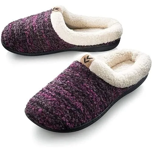 Roxoni Womens Knitted Fleece Lined Clog Slippers Warm House Shoe