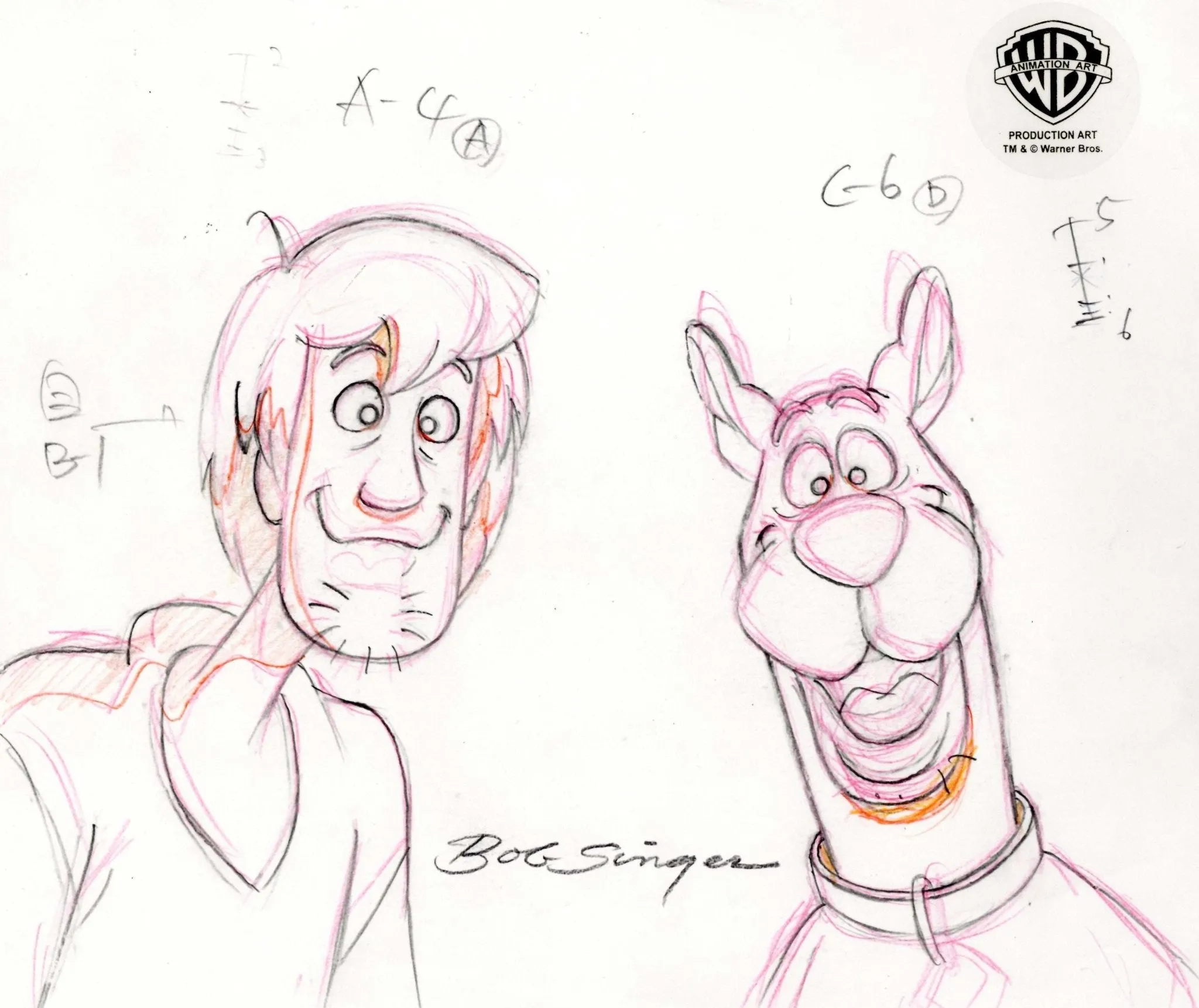 Scooby-Doo Original Production Drawing: Scooby and Shaggy