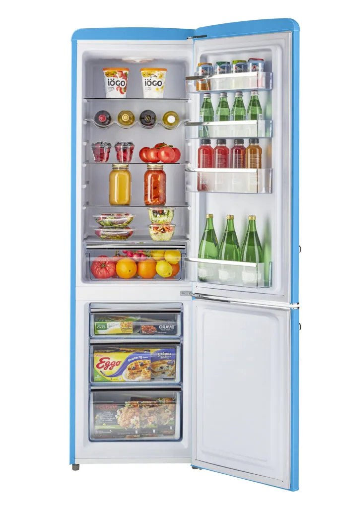 Unique 9 cu/ft Retro AC Bottom Mount Refrigerator