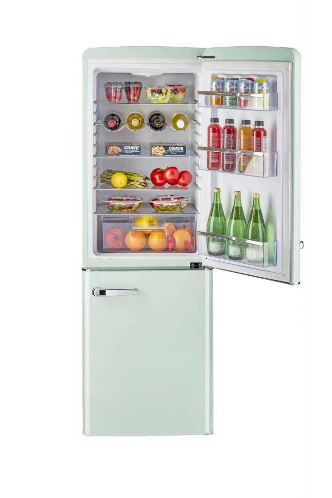 Unique 9 cu/ft Retro AC Bottom Mount Refrigerator