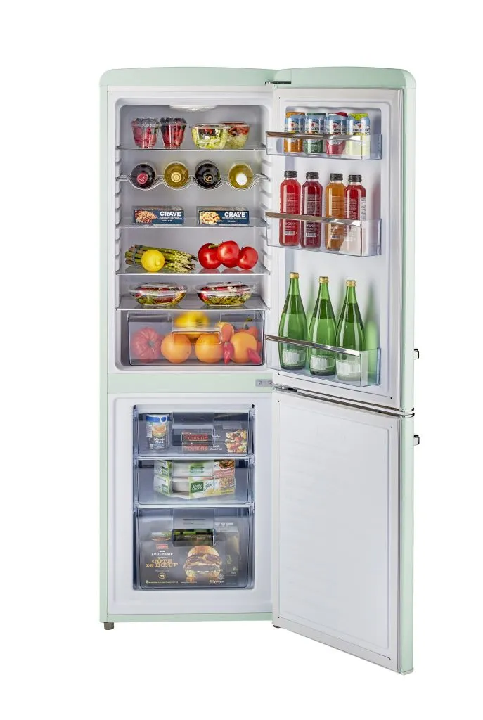 Unique 9 cu/ft Retro AC Bottom Mount Refrigerator
