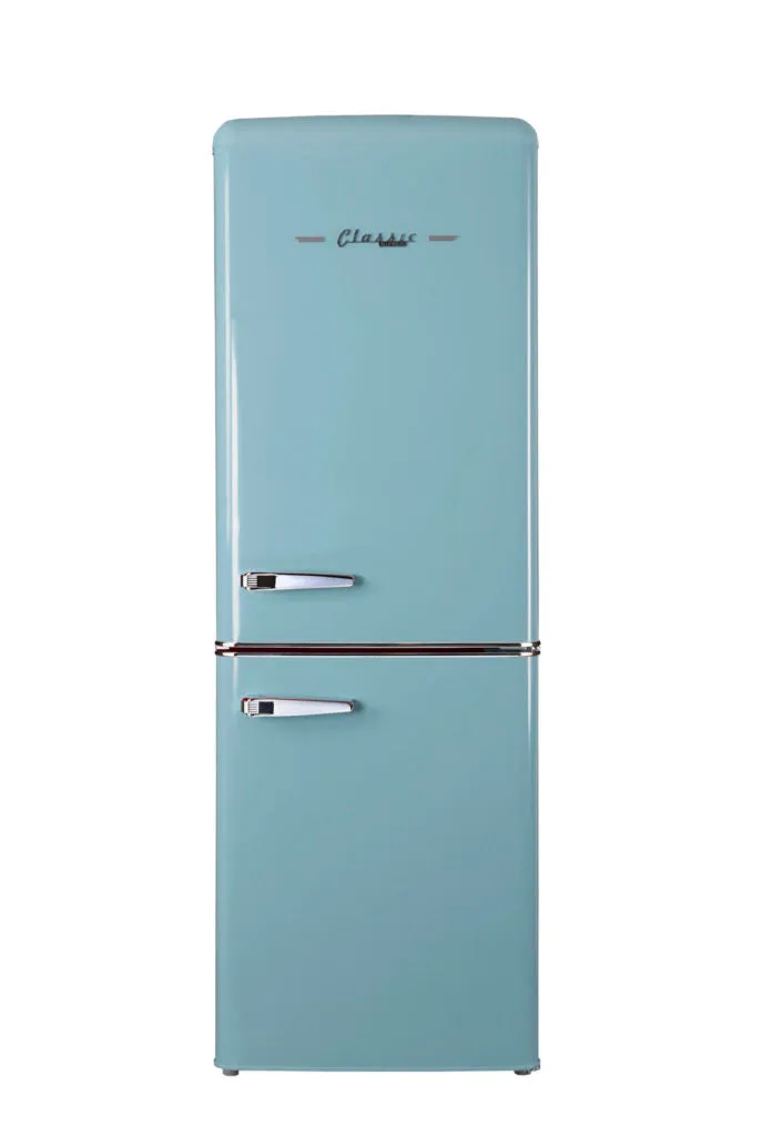 Unique 9 cu/ft Retro AC Bottom Mount Refrigerator
