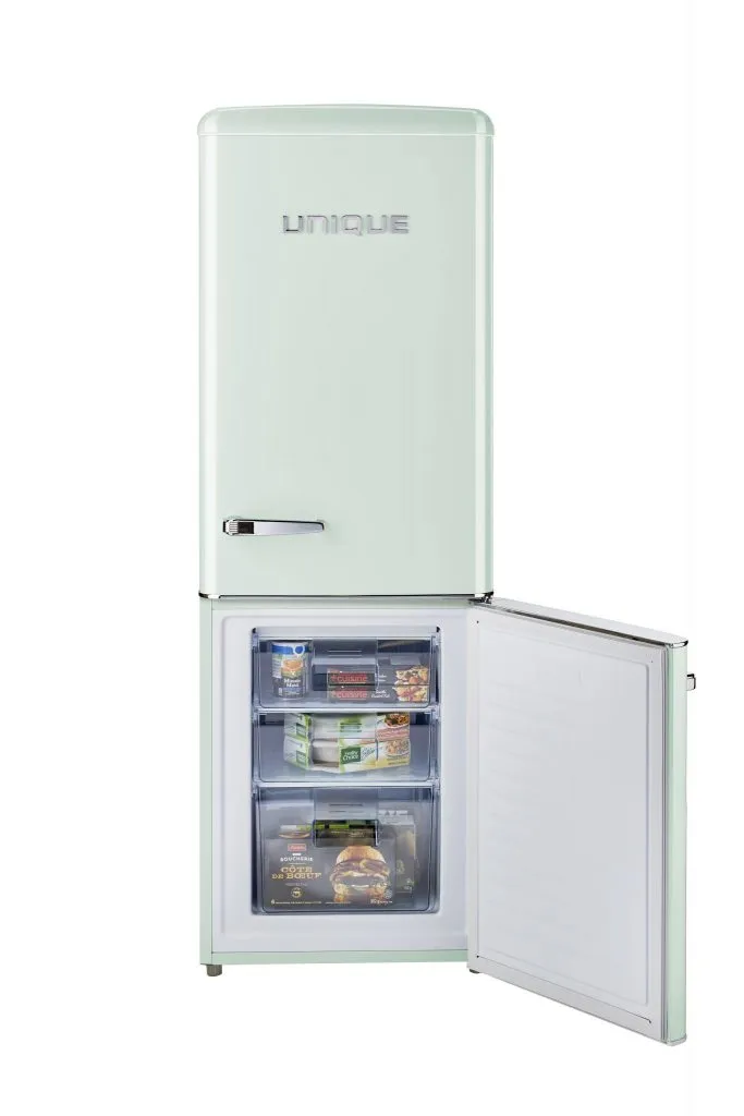 Unique 9 cu/ft Retro AC Bottom Mount Refrigerator