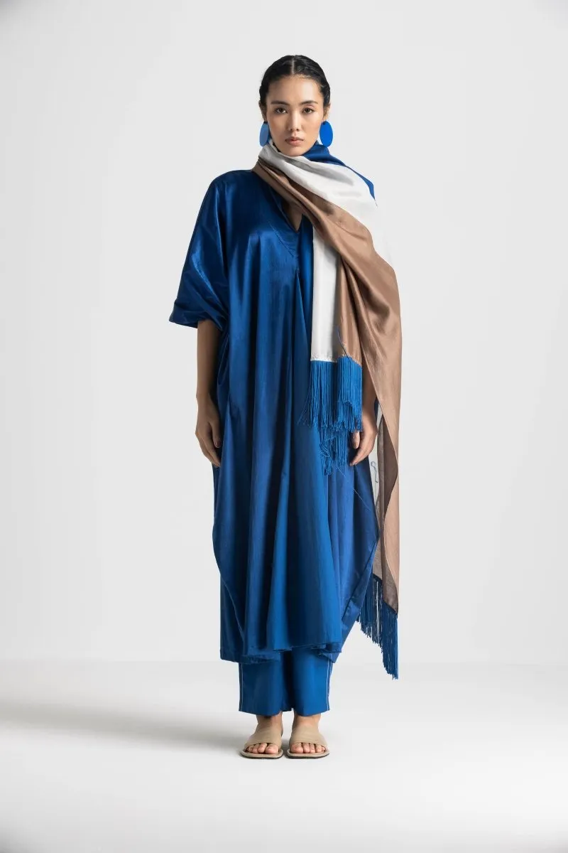 V Neck Kaftan Co-ord - Electric Blue (Set of 3)